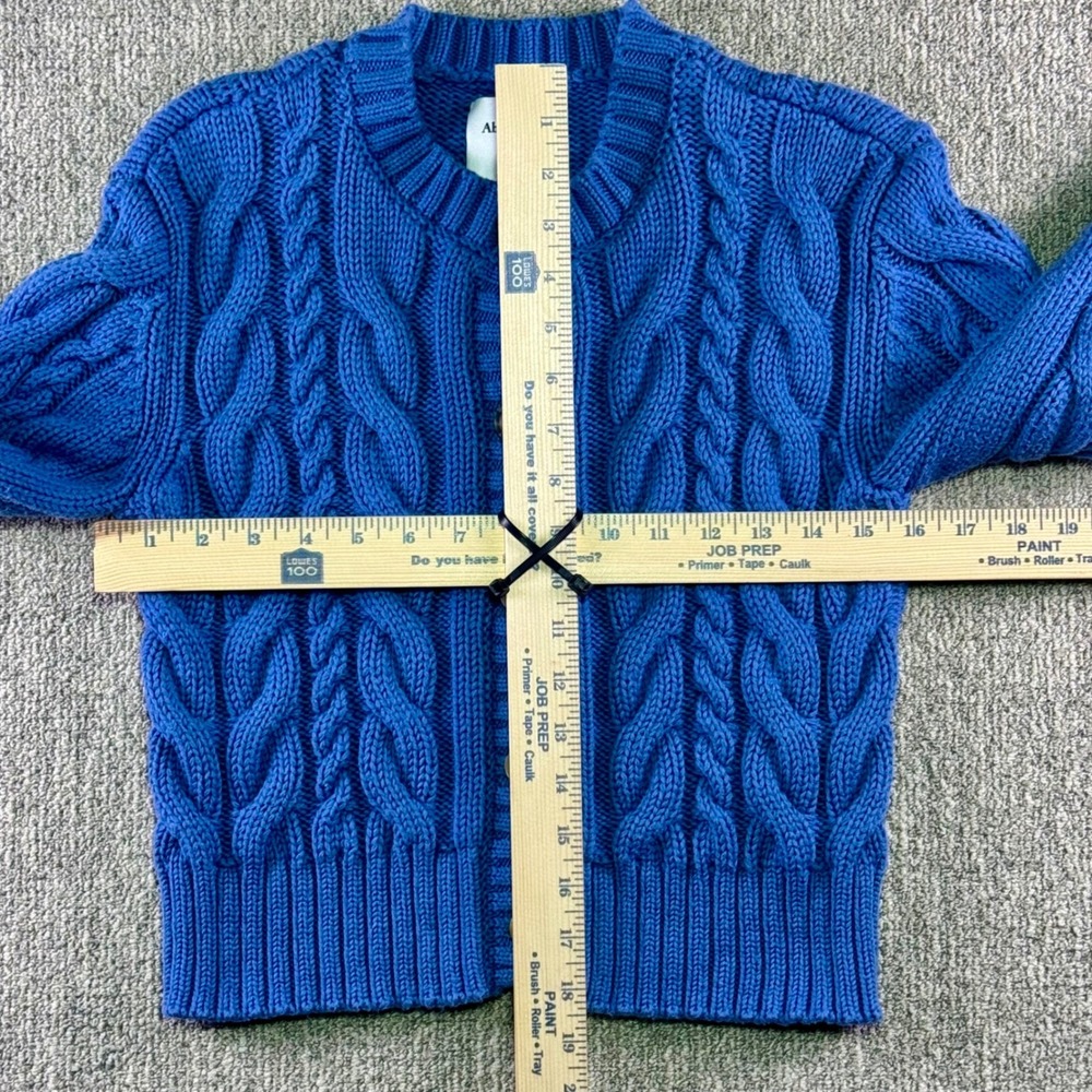 Abercrombie Fitch Blue Cable‎ Knit Crew Neck Cardigan Sweater Women's M - Picture 7 of 7